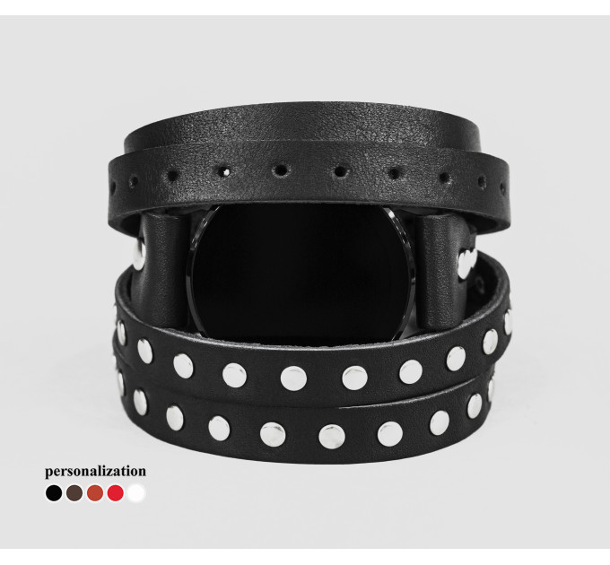 Leather cuff band compatible with Samsung and other Smart watches strap, Handmade UA code 2857