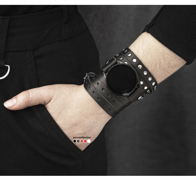 Leather cuff band compatible with Samsung and other Smart watches strap, Handmade UA code 2857