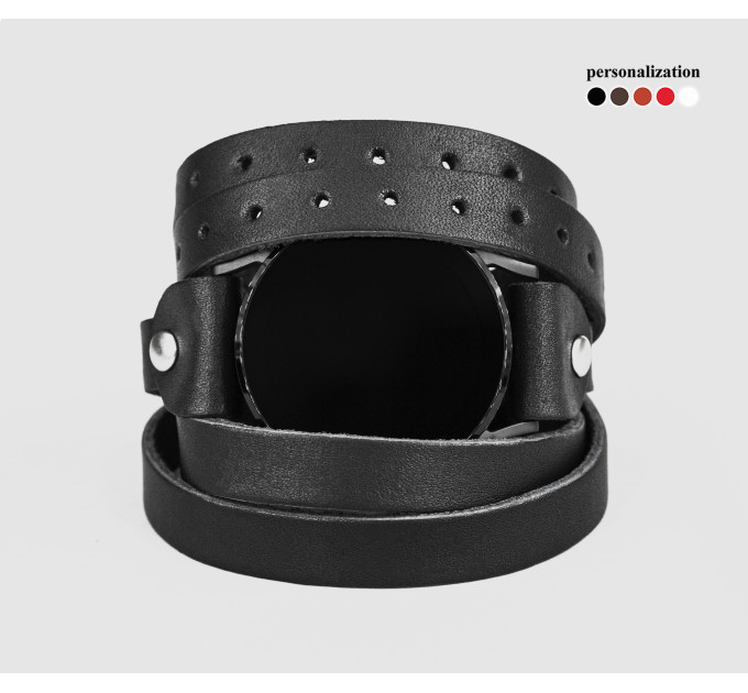 Leather cuff band compatible with Samsung and other Smart watches strap, Handmade UA code 2858