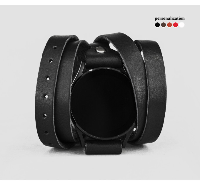 Leather cuff band compatible with Samsung and other Smart watches strap, Handmade UA code 2860