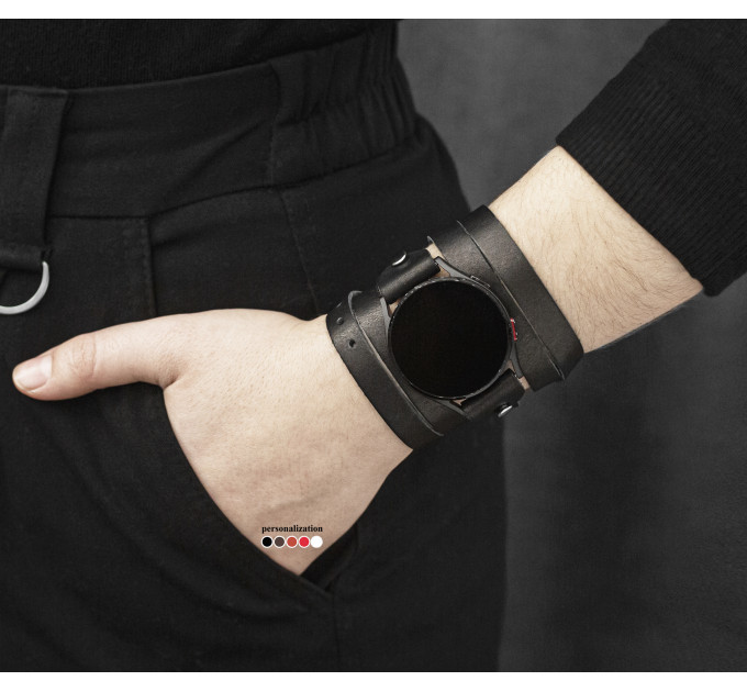 Leather cuff band compatible with Samsung and other Smart watches strap, Handmade UA code 2860
