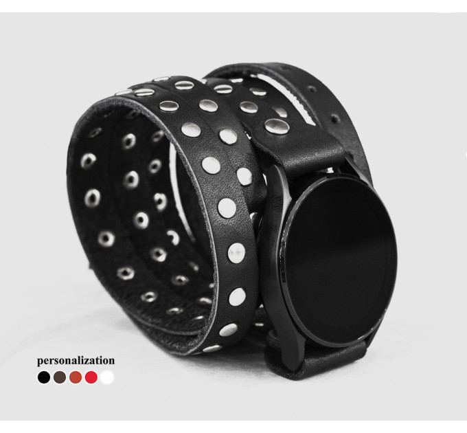 Leather cuff band compatible with Samsung and other Smart watches strap, Handmade UA code 2861