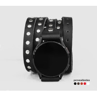 Leather cuff band compatible with Samsung and other Smart watches strap, Handmade UA code 2861