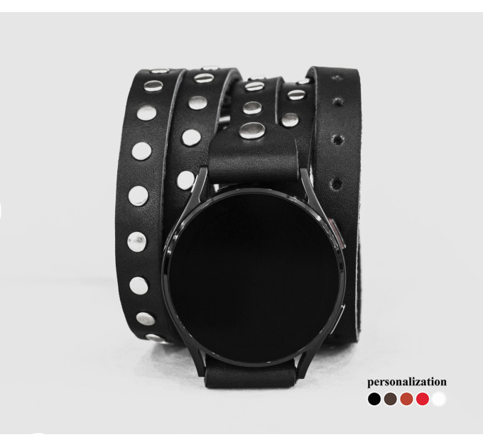 Leather cuff band compatible with Samsung and other Smart watches strap, Handmade UA code 2861