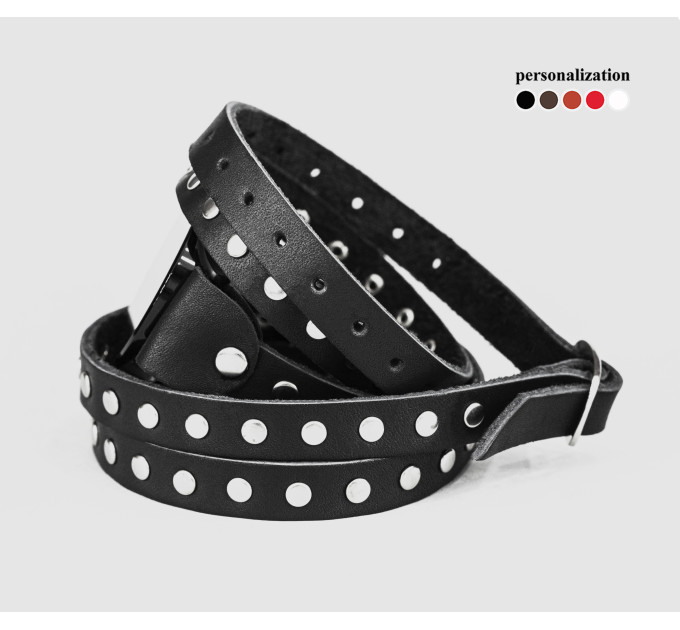 Leather cuff band compatible with Samsung and other Smart watches strap, Handmade UA code 2861