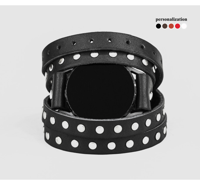 Leather cuff band compatible with Samsung and other Smart watches strap, Handmade UA code 2861