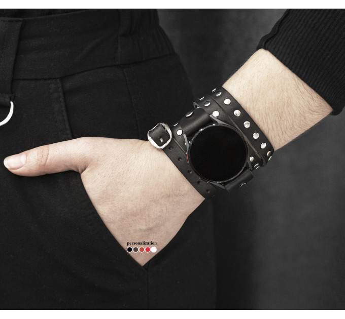 Leather cuff band compatible with Samsung and other Smart watches strap, Handmade UA code 2861