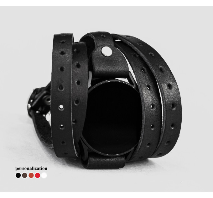 Leather cuff band compatible with Samsung and other Smart watches strap, Handmade UA code 2864