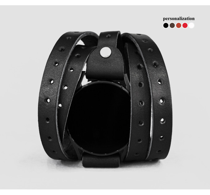 Leather cuff band compatible with Samsung and other Smart watches strap, Handmade UA code 2864