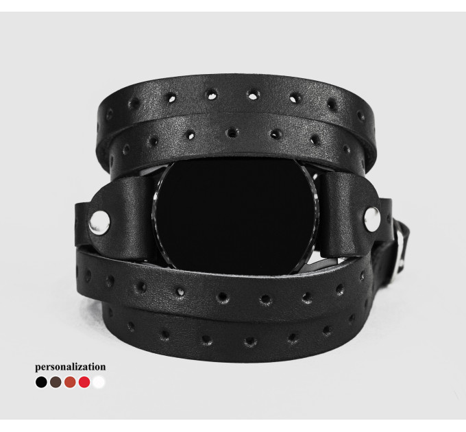 Leather cuff band compatible with Samsung and other Smart watches strap, Handmade UA code 2864