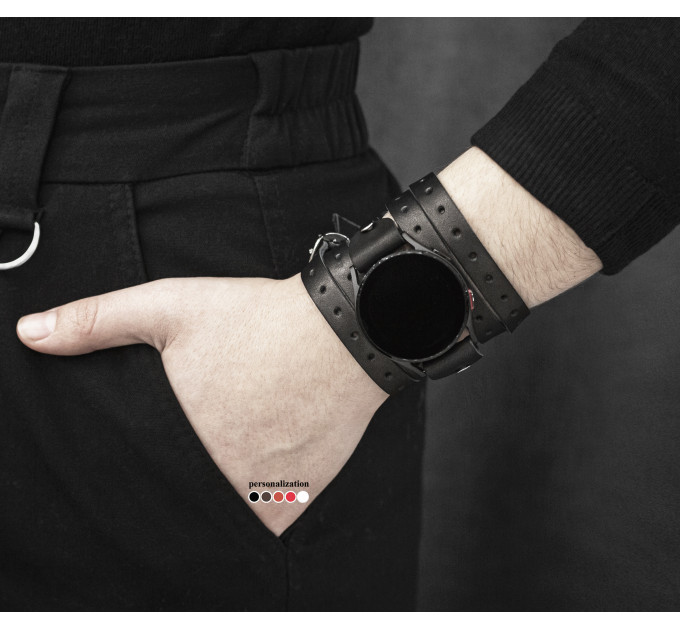 Leather cuff band compatible with Samsung and other Smart watches strap, Handmade UA code 2864