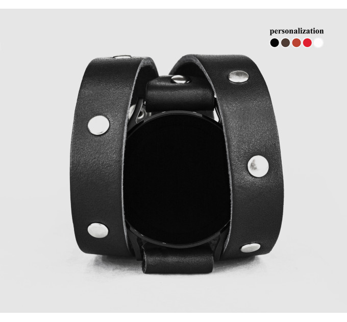 Leather cuff band compatible with Samsung and other Smart watches strap, Handmade UA code 2870