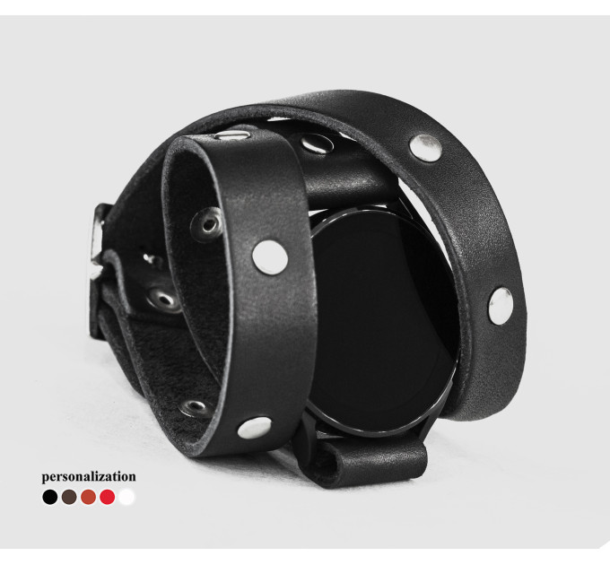 Leather cuff band compatible with Samsung and other Smart watches strap, Handmade UA code 2870