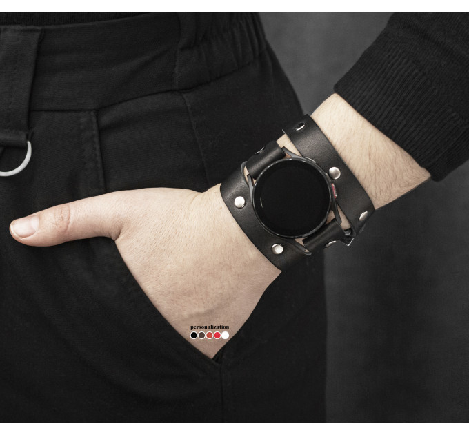 Leather cuff band compatible with Samsung and other Smart watches strap, Handmade UA code 2870