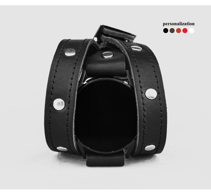 Leather cuff band compatible with Samsung and other Smart watches strap, Handmade UA code 2870st