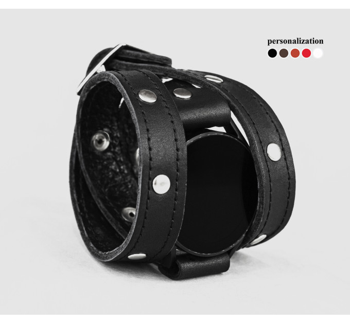 Leather cuff band compatible with Samsung and other Smart watches strap, Handmade UA code 2870st