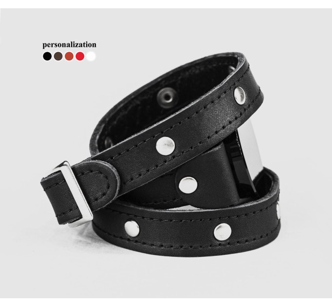 Leather cuff band compatible with Samsung and other Smart watches strap, Handmade UA code 2870st