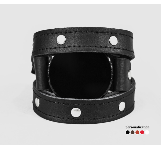 Leather cuff band compatible with Samsung and other Smart watches strap, Handmade UA code 2870st