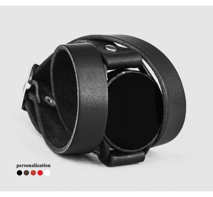 Leather cuff band compatible with Samsung and other Smart watches strap, Handmade UA code 2875
