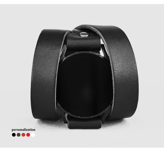 Leather cuff band compatible with Samsung and other Smart watches strap, Handmade UA code 2875