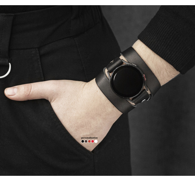 Leather cuff band compatible with Samsung and other Smart watches strap, Handmade UA code 2875