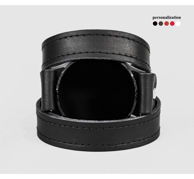 Leather cuff band compatible with Samsung and other Smart watches strap, Handmade UA code 2875st