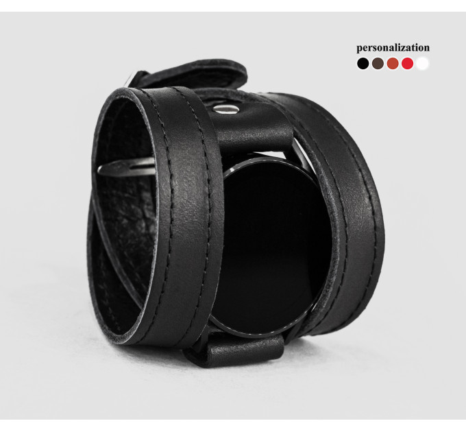 Leather cuff band compatible with Samsung and other Smart watches strap, Handmade UA code 2875st