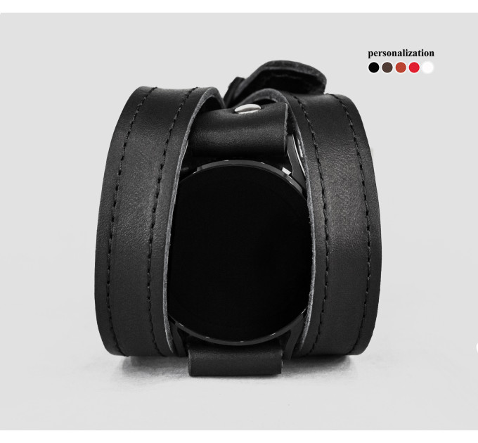 Leather cuff band compatible with Samsung and other Smart watches strap, Handmade UA code 2875st