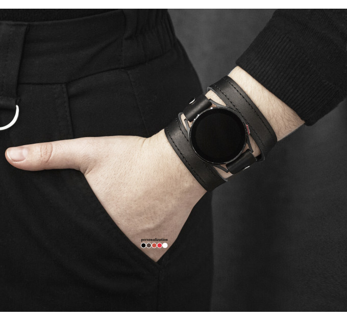Leather cuff band compatible with Samsung and other Smart watches strap, Handmade UA code 2875st