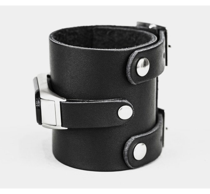 Wide leather band compatible with fitness watch Xiaomi Mi Band 3, 4, 5, 6 and 7 series, for men or women, code 2914