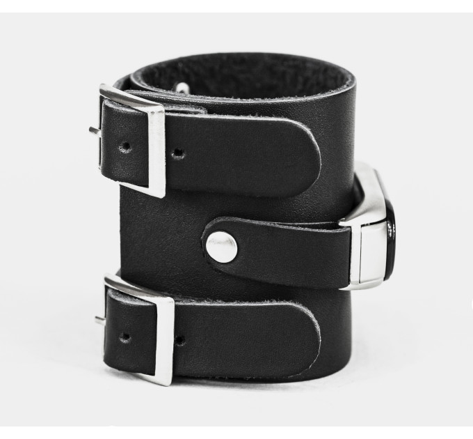 Wide leather band compatible with fitness watch Xiaomi Mi Band 3, 4, 5, 6 and 7 series, for men or women, code 2914