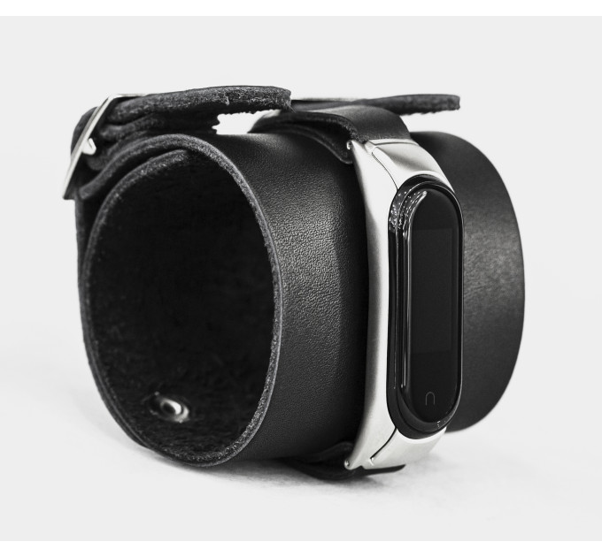 Wide leather band compatible with fitness watch Xiaomi Mi Band 3, 4, 5, 6 and 7 series, for men or women, code 2914