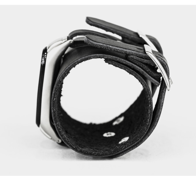 Wide leather band compatible with fitness watch Xiaomi Mi Band 3, 4, 5, 6 and 7 series, for men or women, code 2914