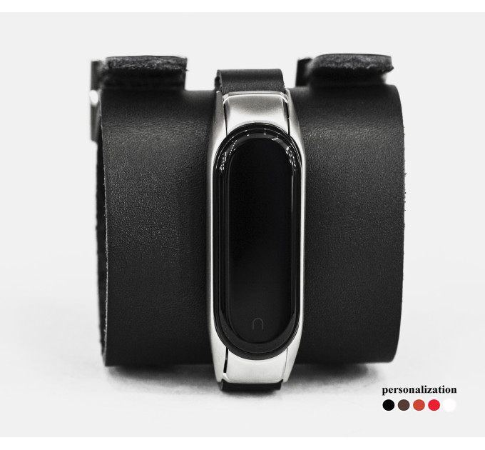 Wide leather band compatible with fitness watch Xiaomi Mi Band 3, 4, 5, 6 and 7 series, for men or women, code 2914