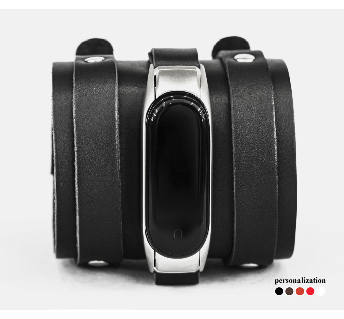 Wide leather band compatible with fitness watch Xiaomi Mi Band 3, 4, 5, 6 and 7 series, for men or women, code 2915