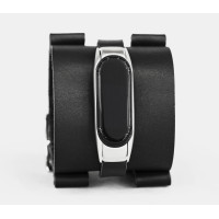 Wide leather band compatible with fitness watch Xiaomi Mi Band 3, 4, 5, 6 and 7 series, for men or women, Handmade UA code 2916