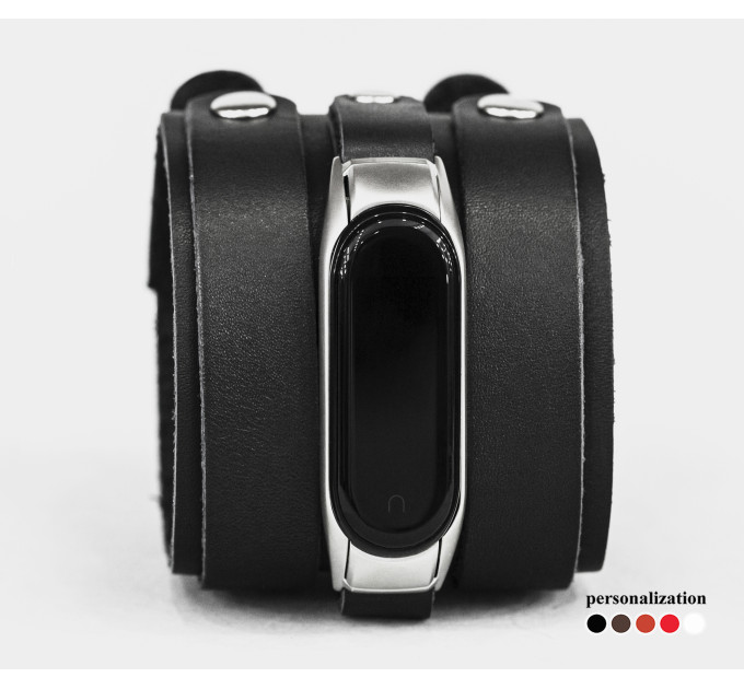 Wide leather band compatible with fitness watch Xiaomi Mi Band 3, 4, 5, 6 and 7 series, for men or women, code 2917