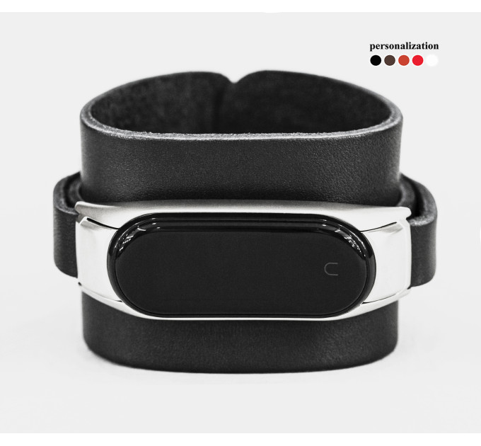 Leather band compatible with fitness watch Xiaomi Mi Band 3, 4, 5, 6 and 7 series, for men or women, code 2952