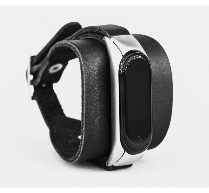 Leather band compatible with fitness watch Xiaomi Mi Band 3, 4, 5, 6 and 7 series, for men or women, Handmade UA code 2953