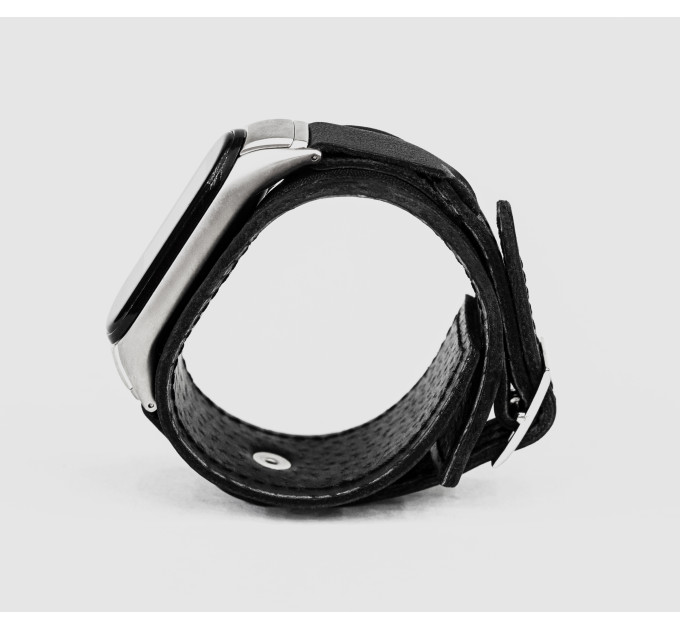 Leather band compatible with fitness watch Xiaomi Mi Band 3, 4, 5, 6 and 7 series, for men or women, Handmade UA code 2956st