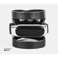 Wide leather band compatible with fitness watch Xiaomi Mi Band 3, 4, 5, 6 and 7 series, for men or women, Handmade UA code 2962
