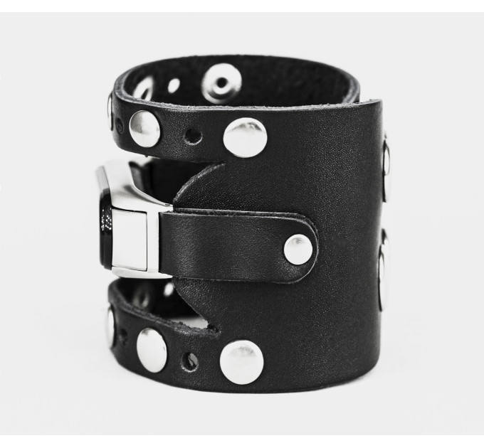 Wide leather band compatible with fitness watch Xiaomi Mi Band 3, 4, 5, 6 and 7 series, for men or women, Handmade UA code 2965