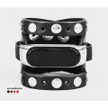 Wide leather band compatible with fitness watch Xiaomi Mi Band 3, 4, 5, 6 and 7 series, for men or women, Handmade UA code 2965