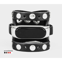 Wide leather band compatible with fitness watch Xiaomi Mi Band 3, 4, 5, 6 and 7 series, for men or women, Handmade UA code 2965