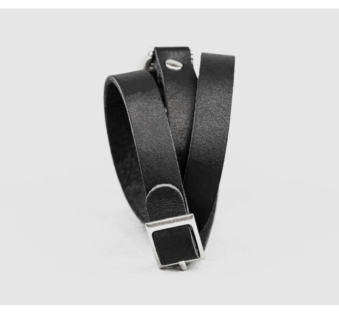 Leather double wrap band compatible with fitness watch Xiaomi Mi Band 3, 4, 5, 6 and 7 series, for men or women, Handmade UA code 2970