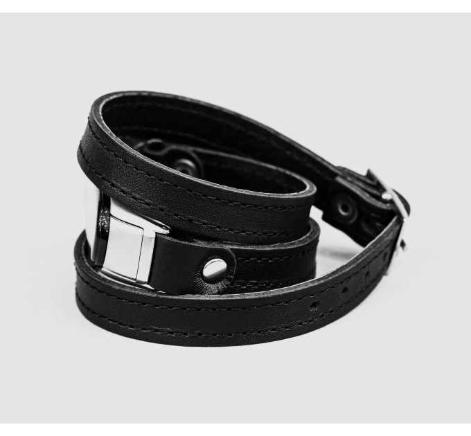 Leather double wrap band compatible with fitness watch Xiaomi Mi Band 3, 4, 5, 6 and 7 series, for men or women, Handmade UA code 2970st