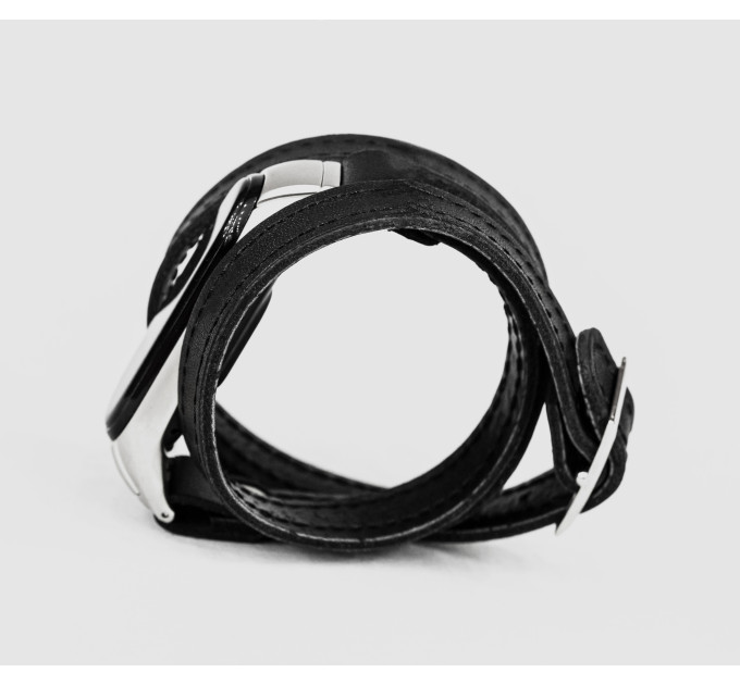 Leather double wrap band compatible with fitness watch Xiaomi Mi Band 3, 4, 5, 6 and 7 series, for men or women, Handmade UA code 2970st