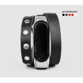 Leather double wrap band compatible with fitness watch Xiaomi Mi Band 3, 4, 5, 6 and 7 series, for men or women, Handmade UA code 2971
