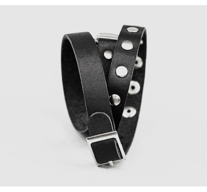 Leather double wrap band compatible with fitness watch Xiaomi Mi Band 3, 4, 5, 6 and 7 series, for men or women, Handmade UA code 2971