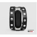 Leather double wrap band compatible with fitness watch Xiaomi Mi Band 3, 4, 5, 6 and 7 series, for men or women, Handmade UA code 2972